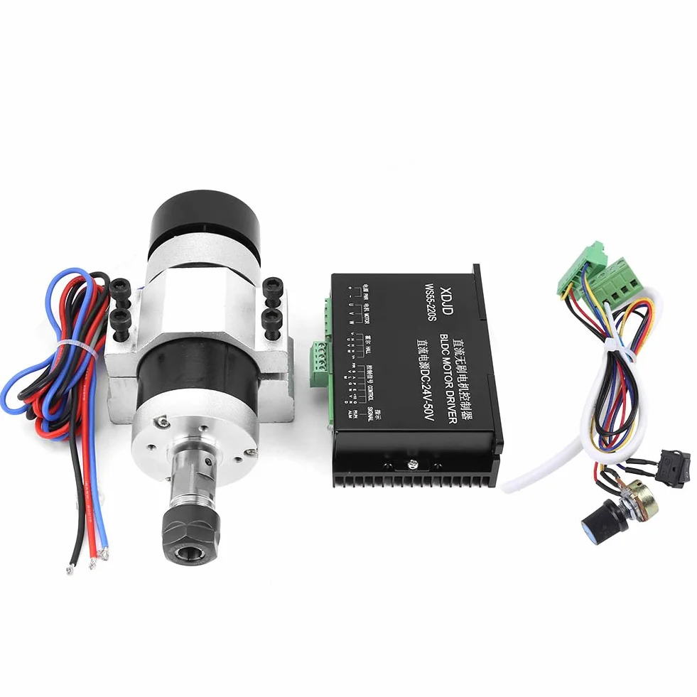 Motor de Husillo Set ER16 500W 12000r/min Refrigeración por Aire de Alta Velocidad Sin Escobillas con Motor de Motor Potenciómetro Interruptor de Sujeción