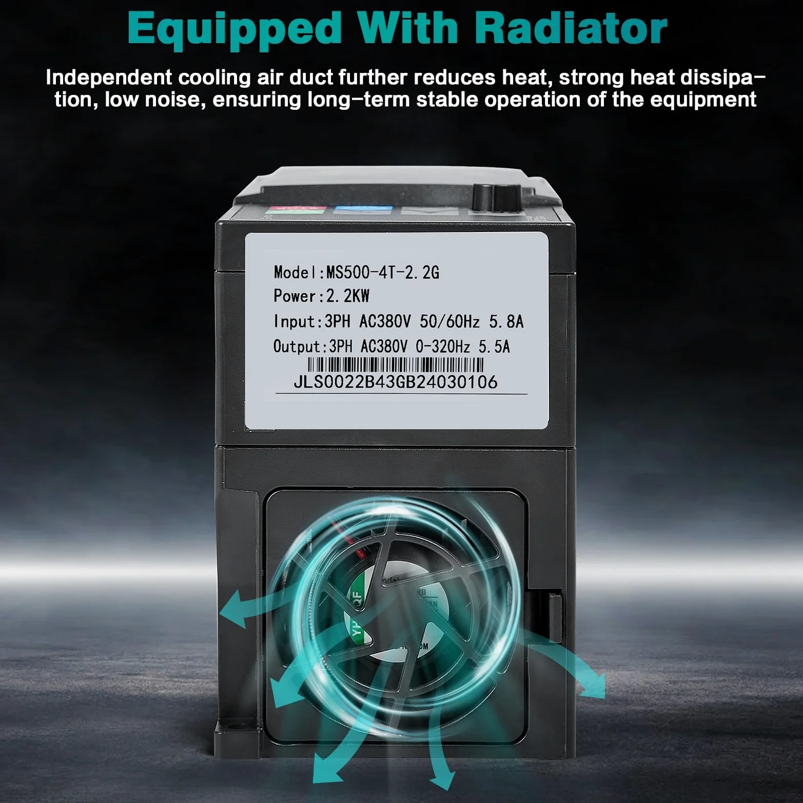 DEWIN Variador de Frecuencia Trifasico 380V, 2.2kW 380V Entrada Trifásica Salida Trifásica, Variador Velocidad Variador de Frecuencia VFD Inversor(Modelo de fábrica:MS500-4T-2.2G)