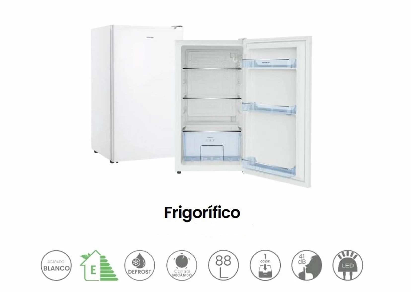 INFINITON FG-A85B Frigorífico 1 Puerta 85cm 92L Blanco A+/F Luz LED