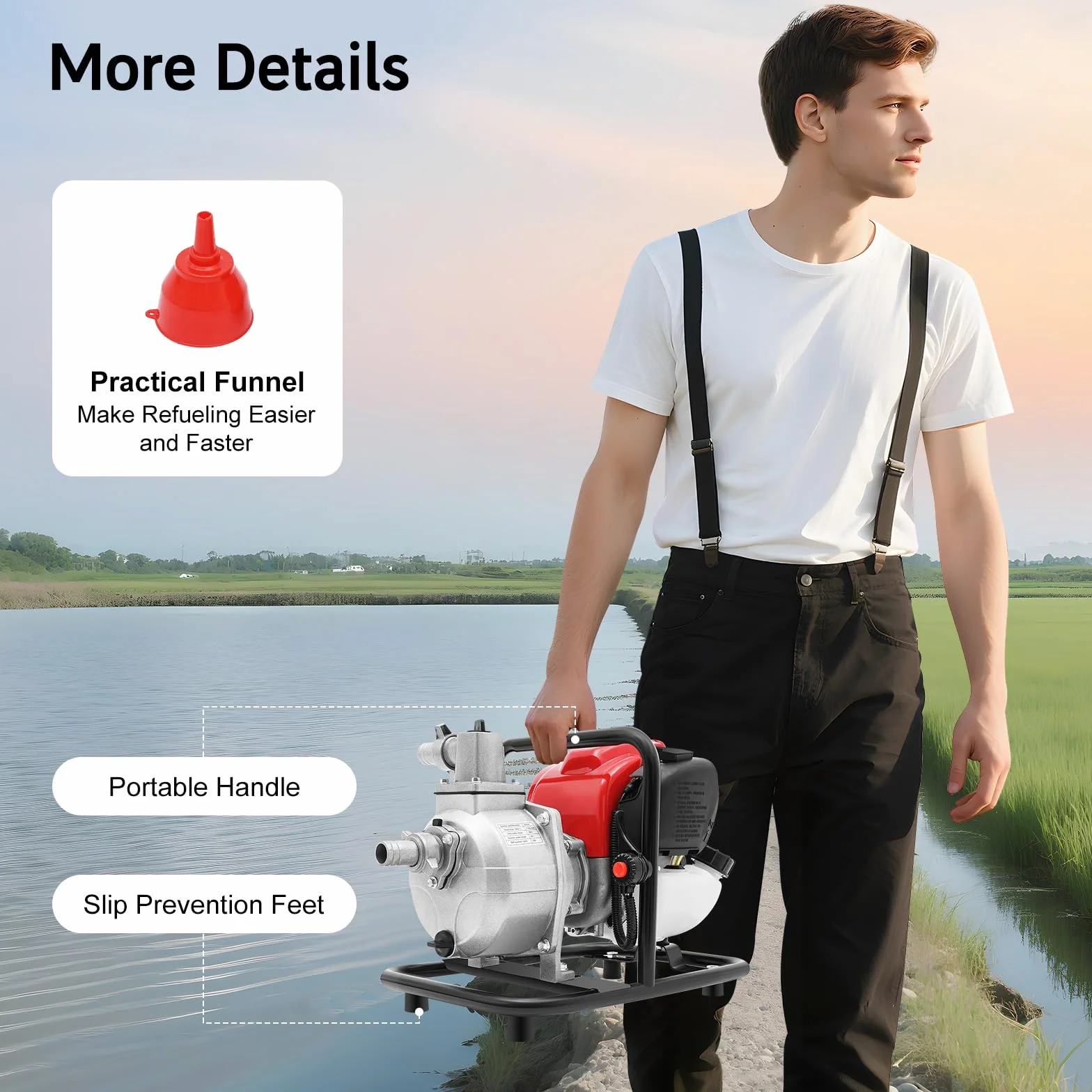 Bomba de agua de gasolina de 4 tiempos, bomba de motor de alta presión para jardín, bomba de lodo, bomba de gasolina, motor de un cilindro refrigerado por aire, 38cc, 1,2 kW, 8500 rpm