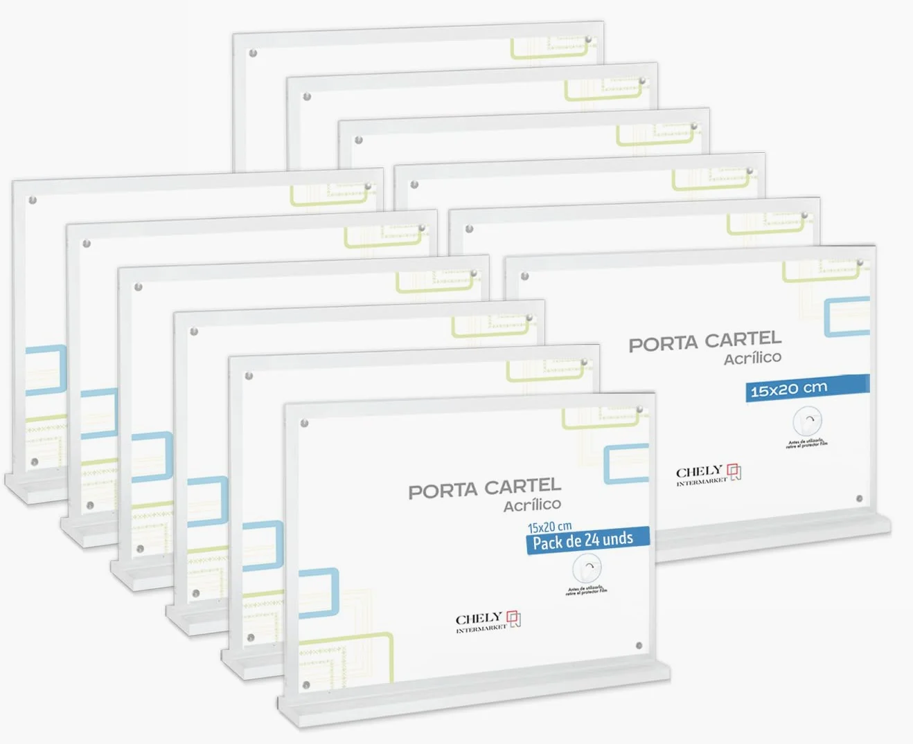 Portacartel Metacrilato A5 15x20cm Horizontal Pack 24 Imán Neodimio Ultra Transparente Diseño Elegante Carteles Promocionales Cartas Menú Fotos Oficinas Comercios Mostradores