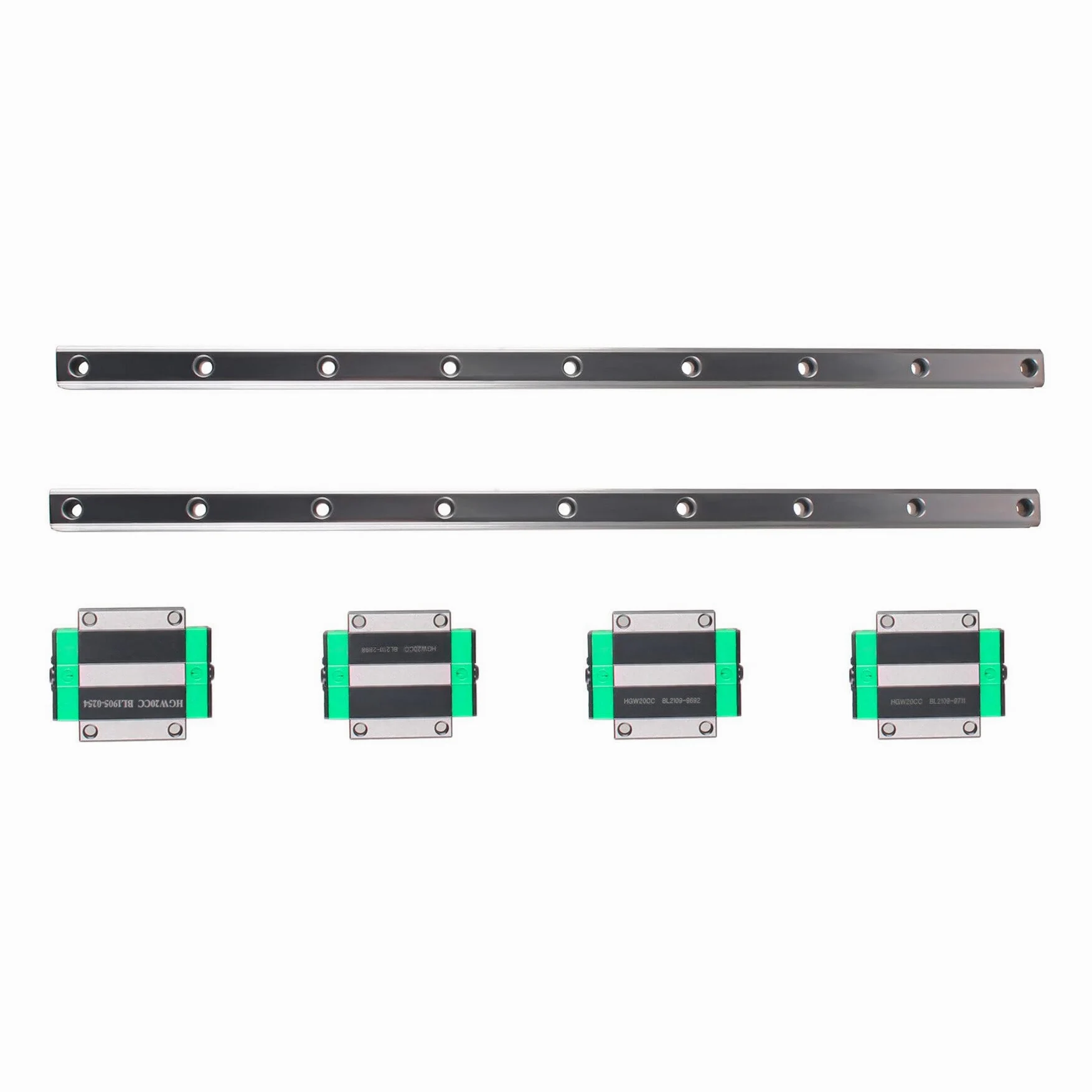 Guía lineal 2 piezas HGR20 1500 mm riel lineal con 4 bloques de rodamiento HGW20CC para impresora 3D DIY, máquina CNC, dispositivos eléctricos, tornos, riel guía lineal