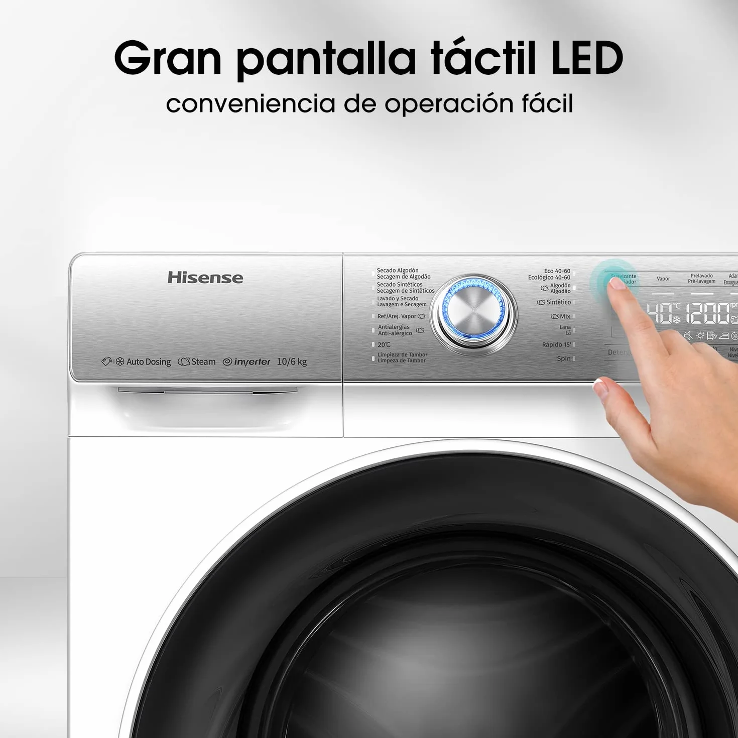 Hisense Lavadora Secadora 2 en 1 Carga Frontal 10 Kg 1400 rpm Motor Inverter
