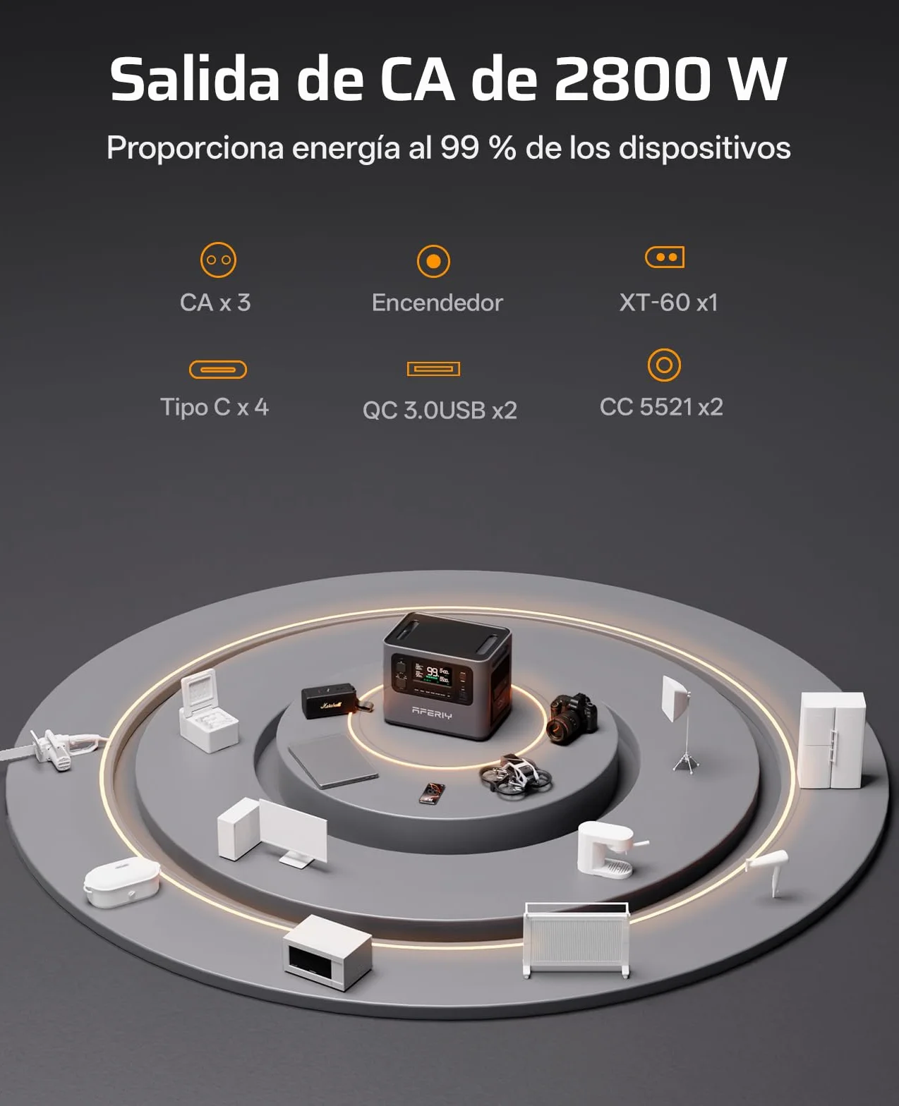 AFERIY Batería De Expansión Compatible Con La Estación De Energía Portátil P280, Batería Portátil De 2048 Wh, 1x P280 Puede Admitir Un Máximo De 4 Baterías Adicionales Paralelo a 10 240 Wh