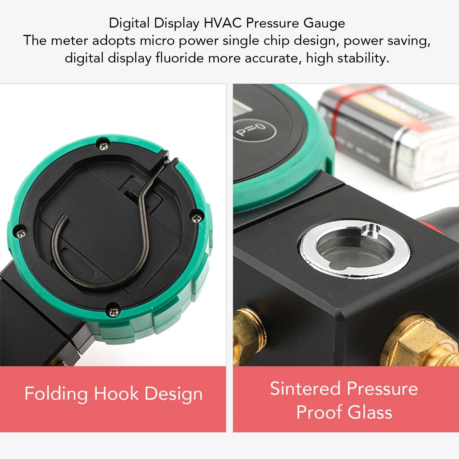 Presión Digital HVAC Manómetro Digital HVAC - Sensor de Alta Precisión para Medición Confiable de Presión con Manipulación Rápida de Válvula - Eficiencia Energética - Multifuncional