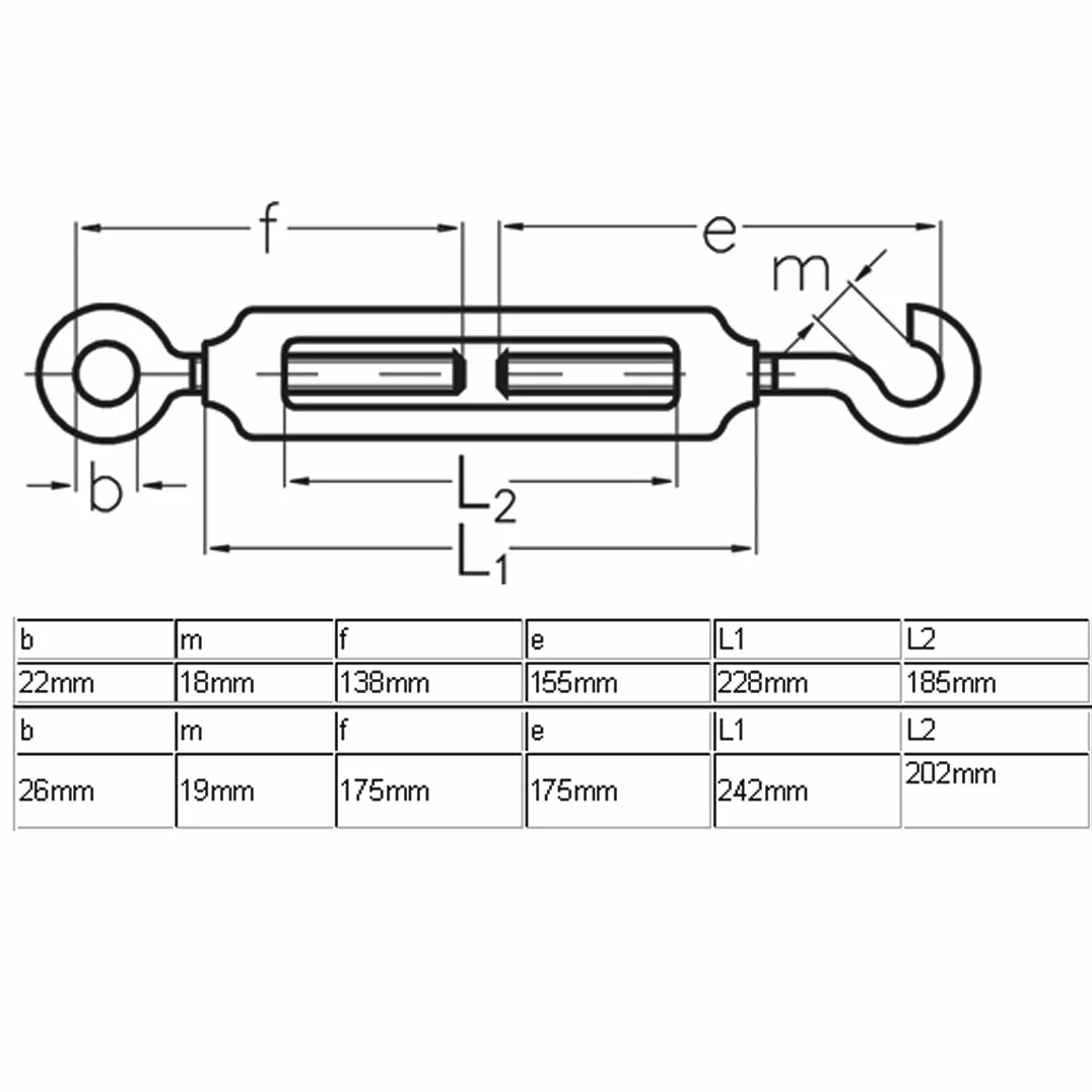 Aexit M16 16 mm rosca macho ajustable metal ojo gancho torniquete tono plateado 2pcs (7b58ee26ab8a9faba2ce9579c13dfa24)