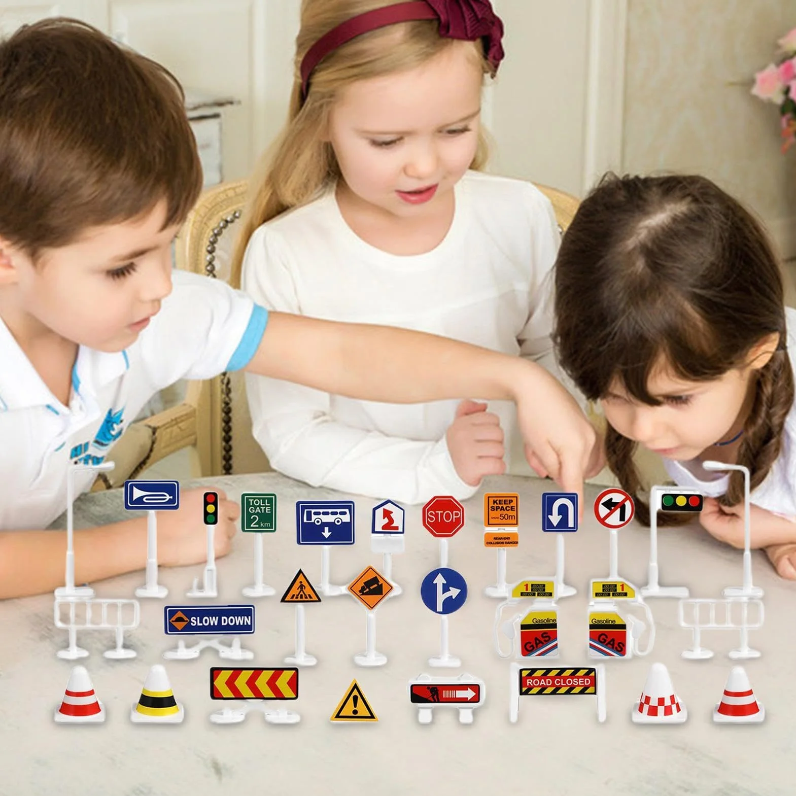 Juego de Señales de Tráfico para Niños, Juguete de Señalización de Escena de Estacionamiento, Exteriores Hogar Escuela