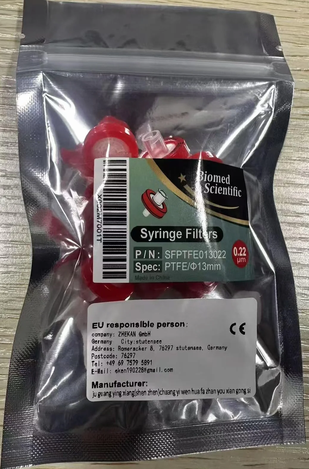 Estéril jeringa filtros PTFE 25 mm Diámetro 0,22 tamaño de poro de UM empaquetado individualmente, 100/PK por Biomed científica