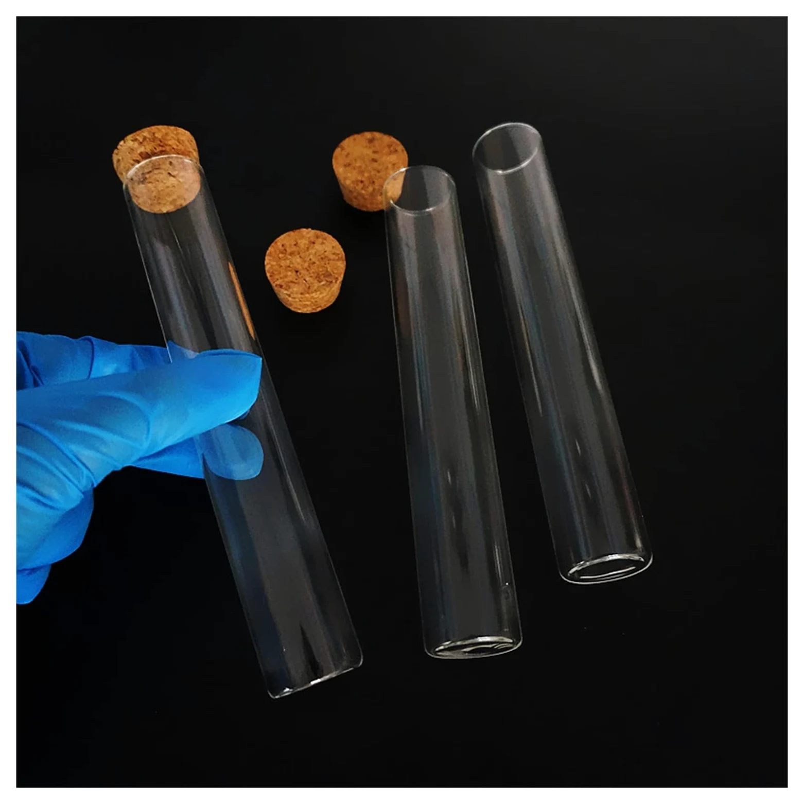 YYJzsw 24 unids/lote 25x150mm tubo de ensayo de vidrio de fondo plano transparente con tapones de corcho suministros de laboratorio