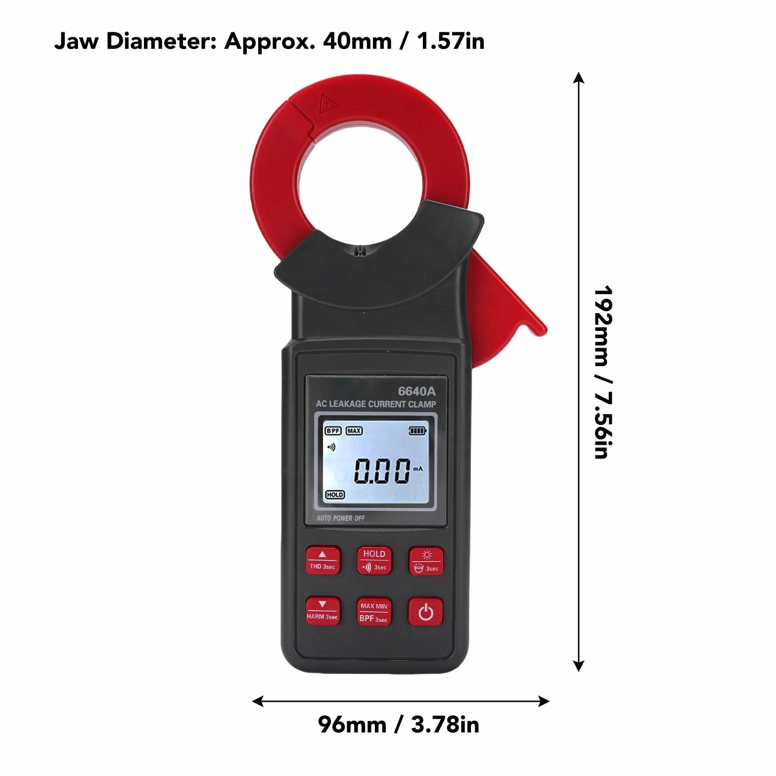 Pinza Digital Medidor de Resistencia A Tierra Probador de Tierra Arquitectura Equipo Eléctrico Industrial 0 MA A 300 A Detección de Armónicos de Corriente en Reposo de Gran