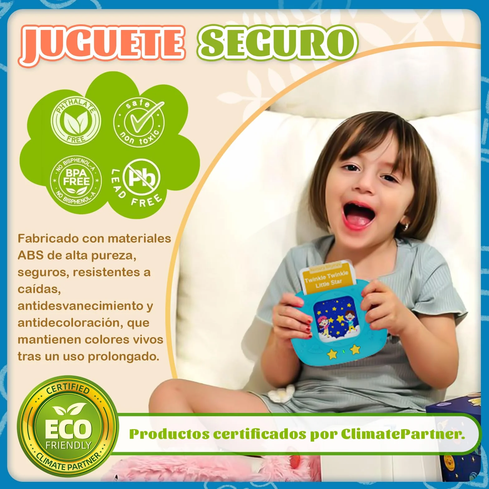 HOMESTEC Tarjetas Flash Parlantes, Juego Educativo Audibles 432 Palabras Español, Juguete Montessori Azul 2-6 Años