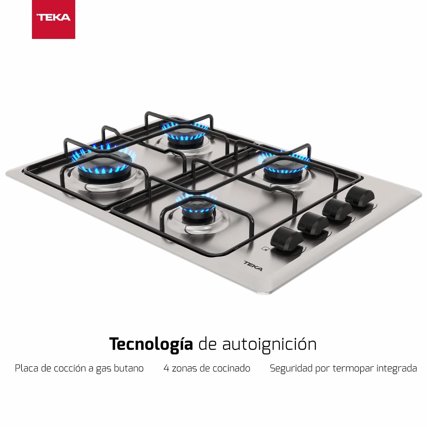 TEKA HLX 540 KL Placa de Gas Natural 60 cm 4 Quemadores Seguridad Termopar