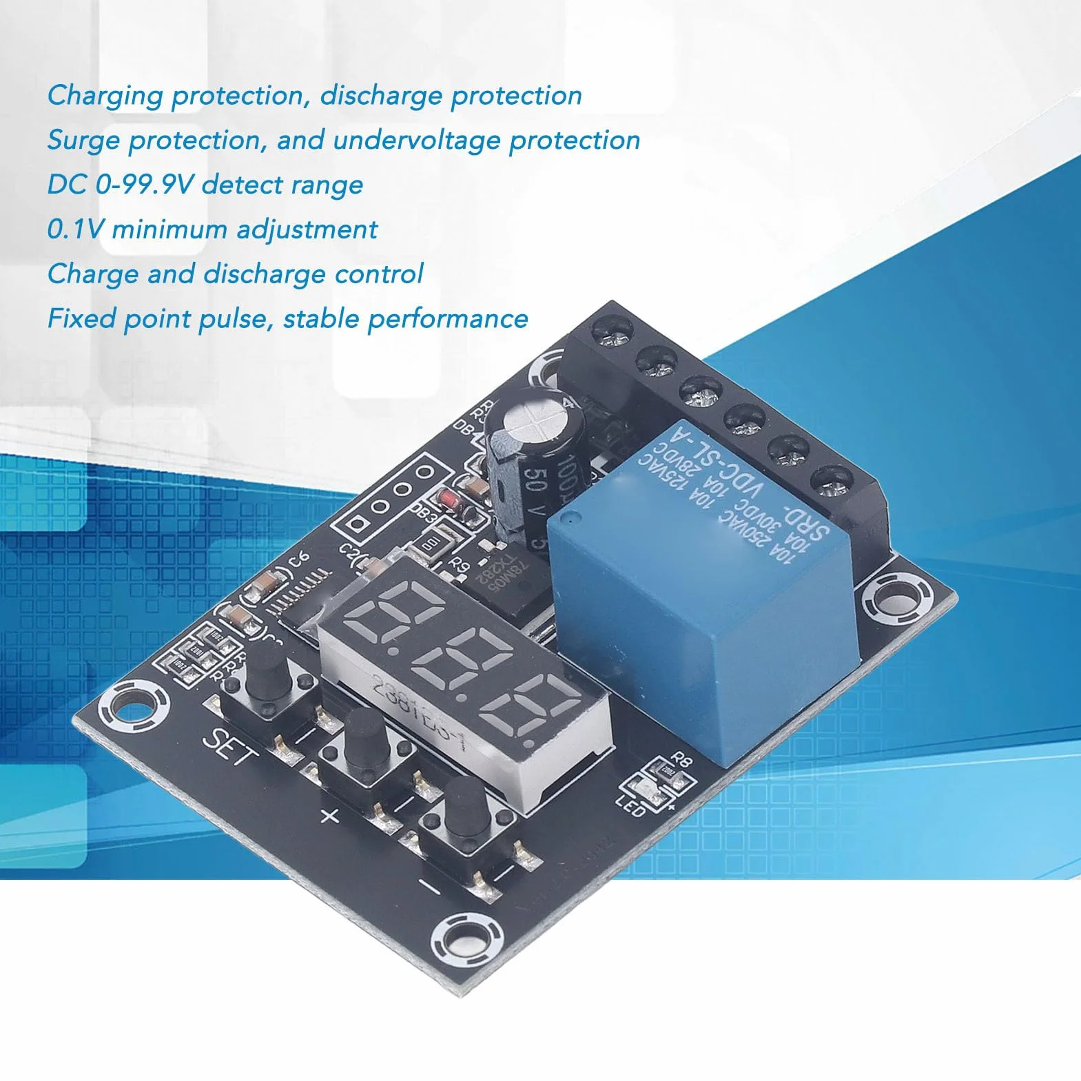 DEWIN Módulo de Relé de Voltaje Encendido Apagado, Módulo de relé de Voltaje de Detección de Límite Inferior Superior, Voltaje Control de Detección de Batería Temporización de Descarga (5V)