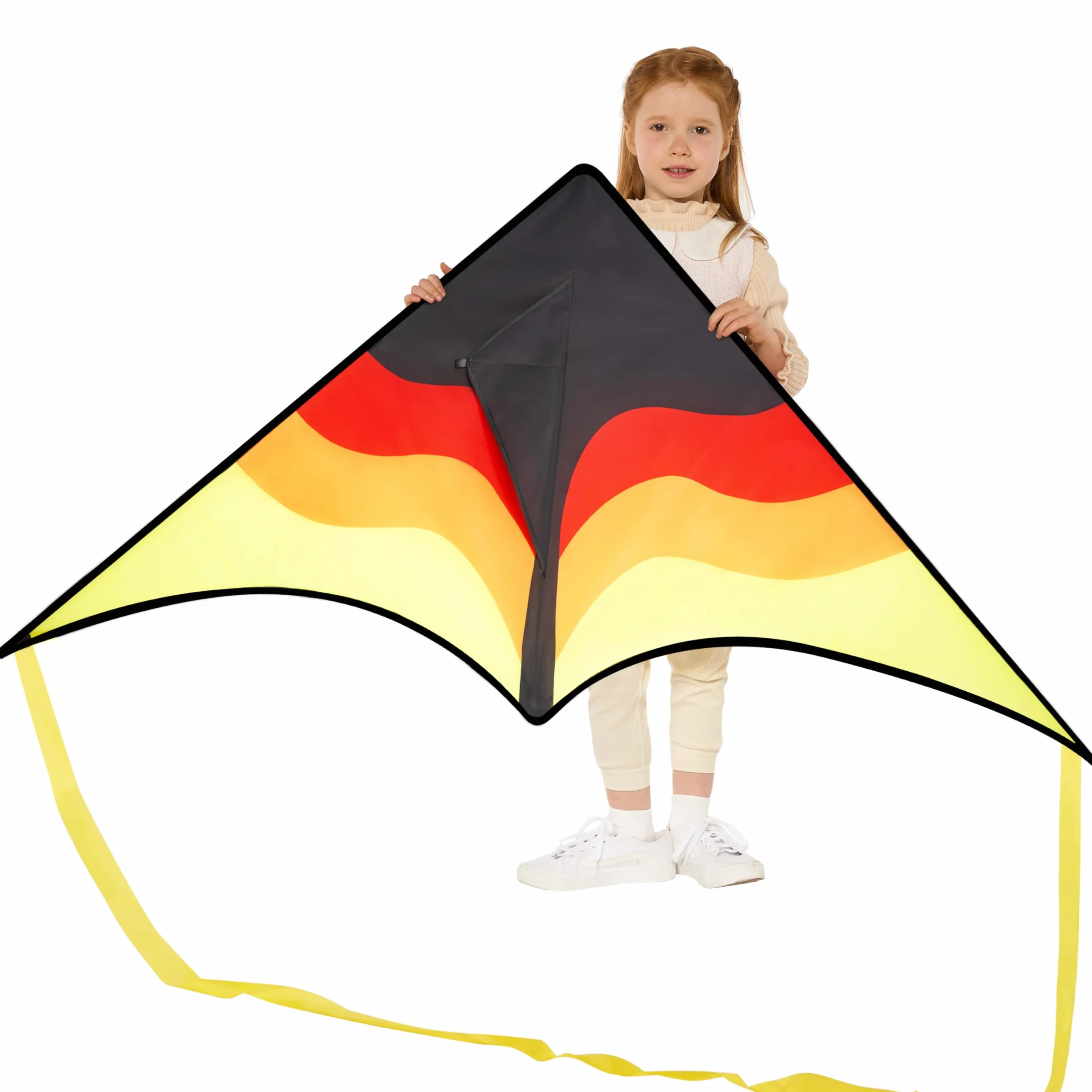 SYNCFUN Cometa Delta grande degradada para niños y adultos, cometa de playa con cuerda de 328 pies