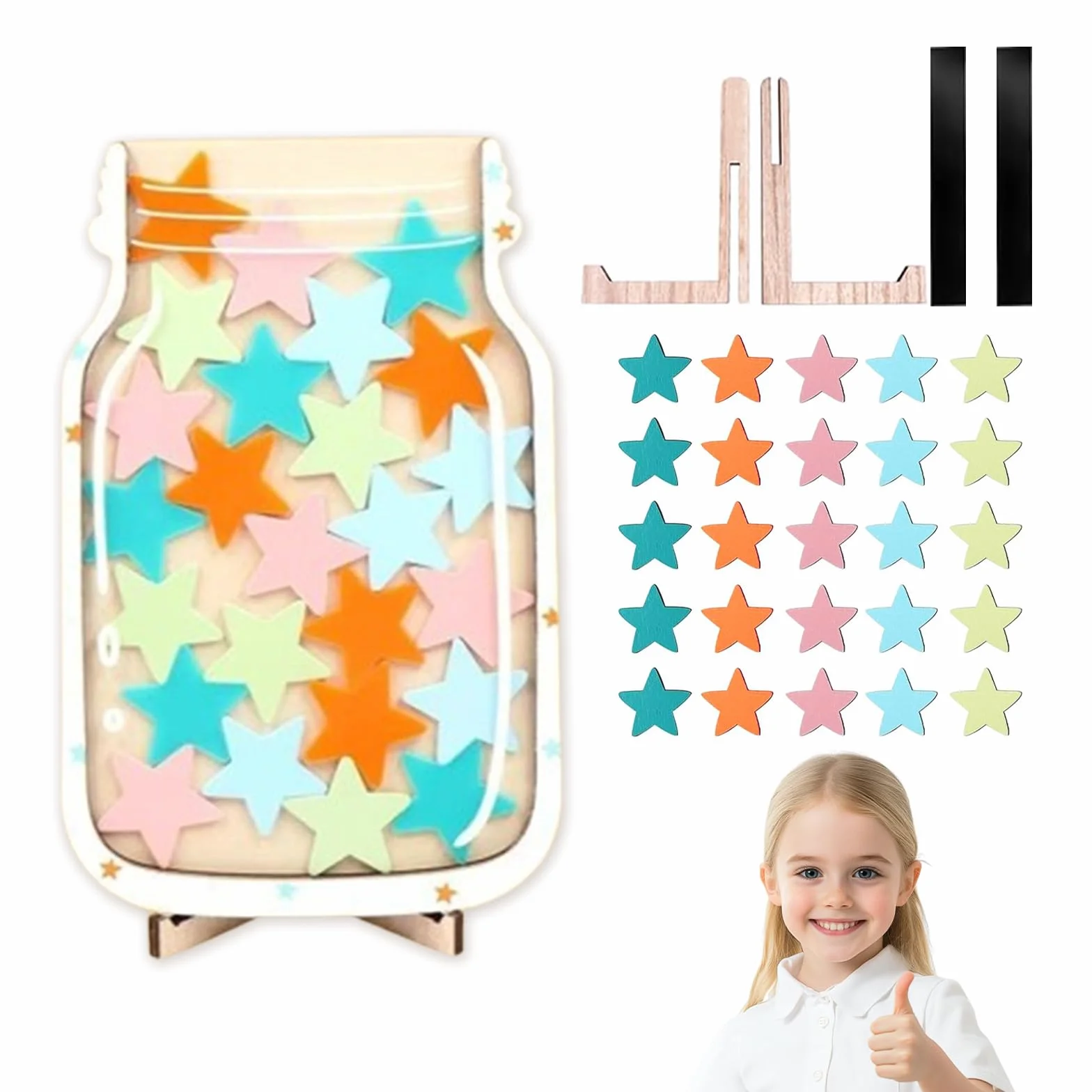 Tarro de Recompensa para Niños, Magnético con Estrellas, Frasco de Incentivo para Comportamiento