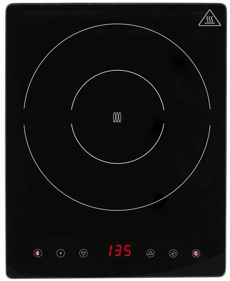 HENDI Placa de inducción de sobremesa, controles táctiles, temporizador, 60–240 °C, 230V/3500W, 337x417x(H)85mm, acero inoxidable, negro