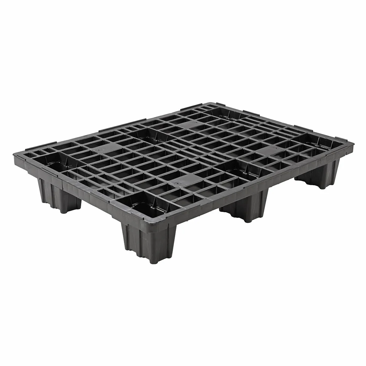 Catolo 5 paletas ligeras, 80 x 60 cm, negro, paleta industrial con estructura de rejilla, plástico, medio europalé, palé de plástico, 80 x 60 cm, 5 unidades