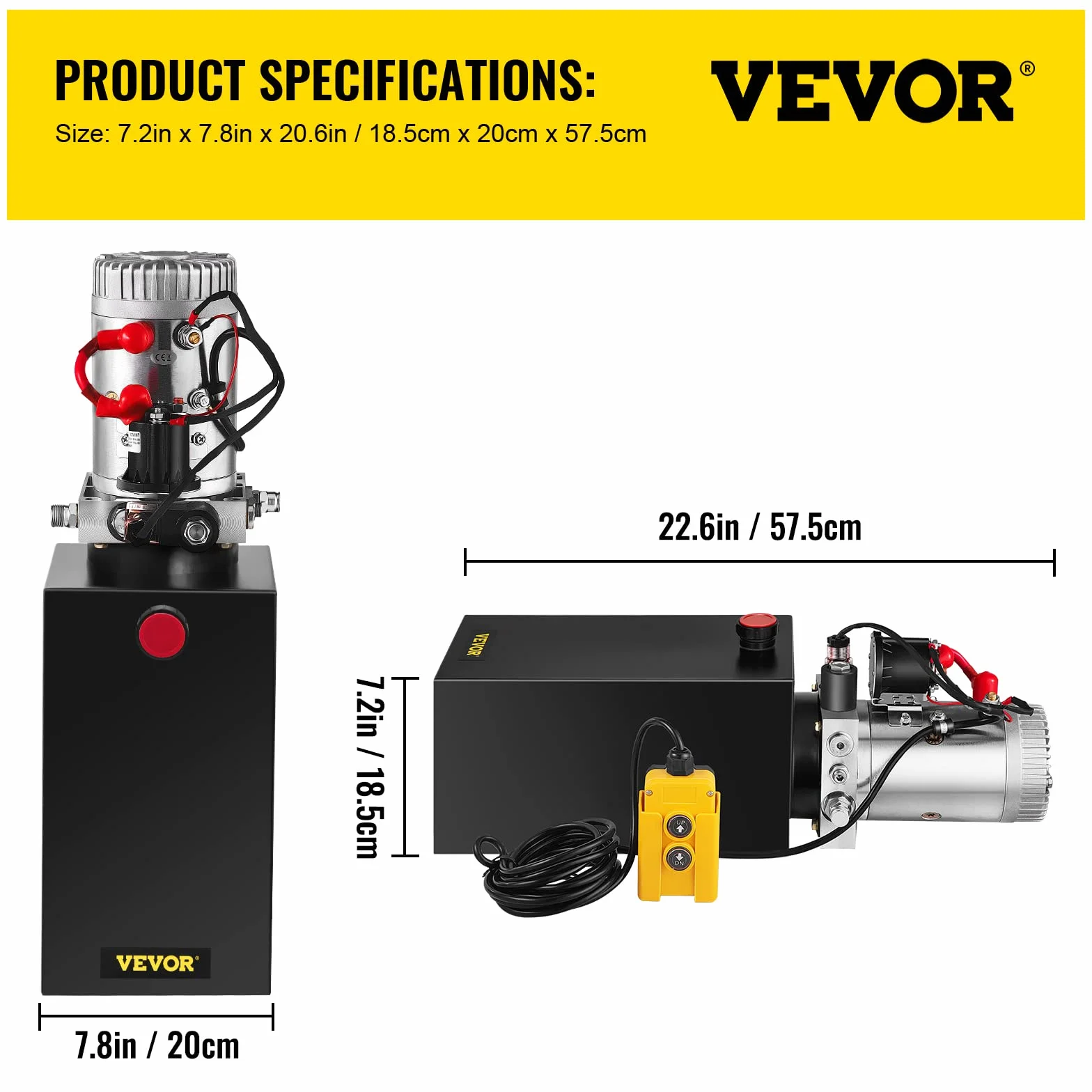VEVOR Hidráulica de Acción Simple 10L Bomba Hidráulica Remolque Tanque 12V Cilindro Hidráulico para Elevador de Tijera Bomba Hidráulica con Efecto Simple