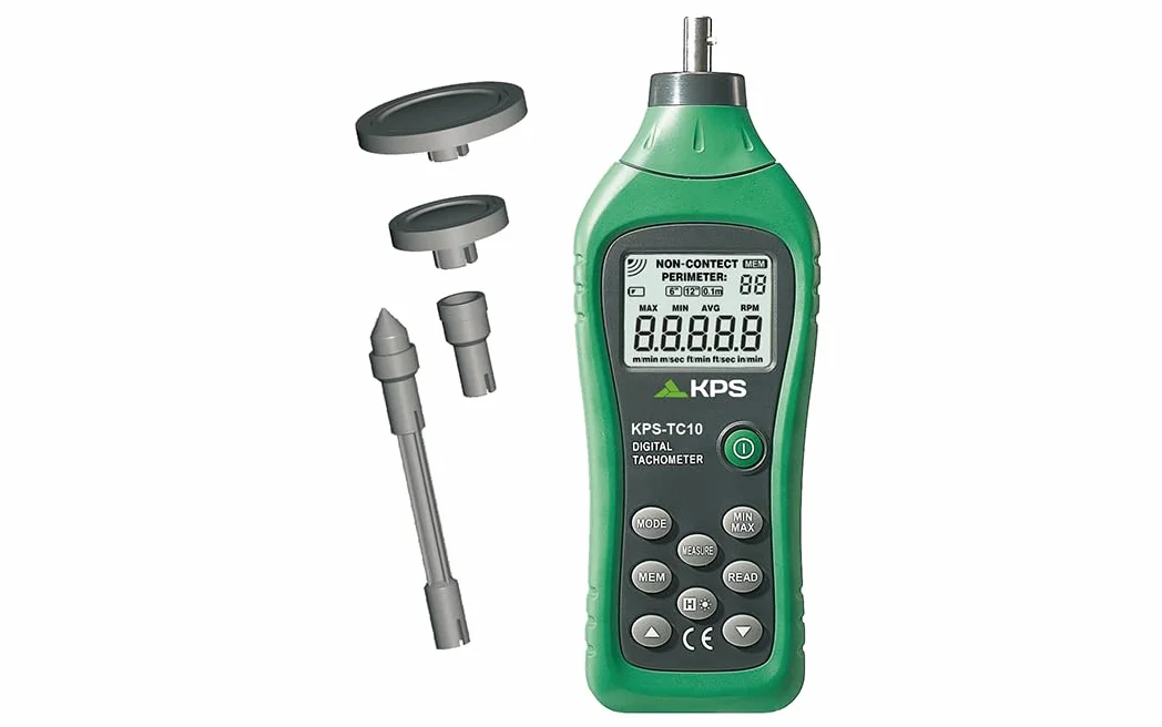 Tacómetro Digital KPS-TC10 Medida Velocidad Angular 50-20.000 RPM Registro MAX/MIN