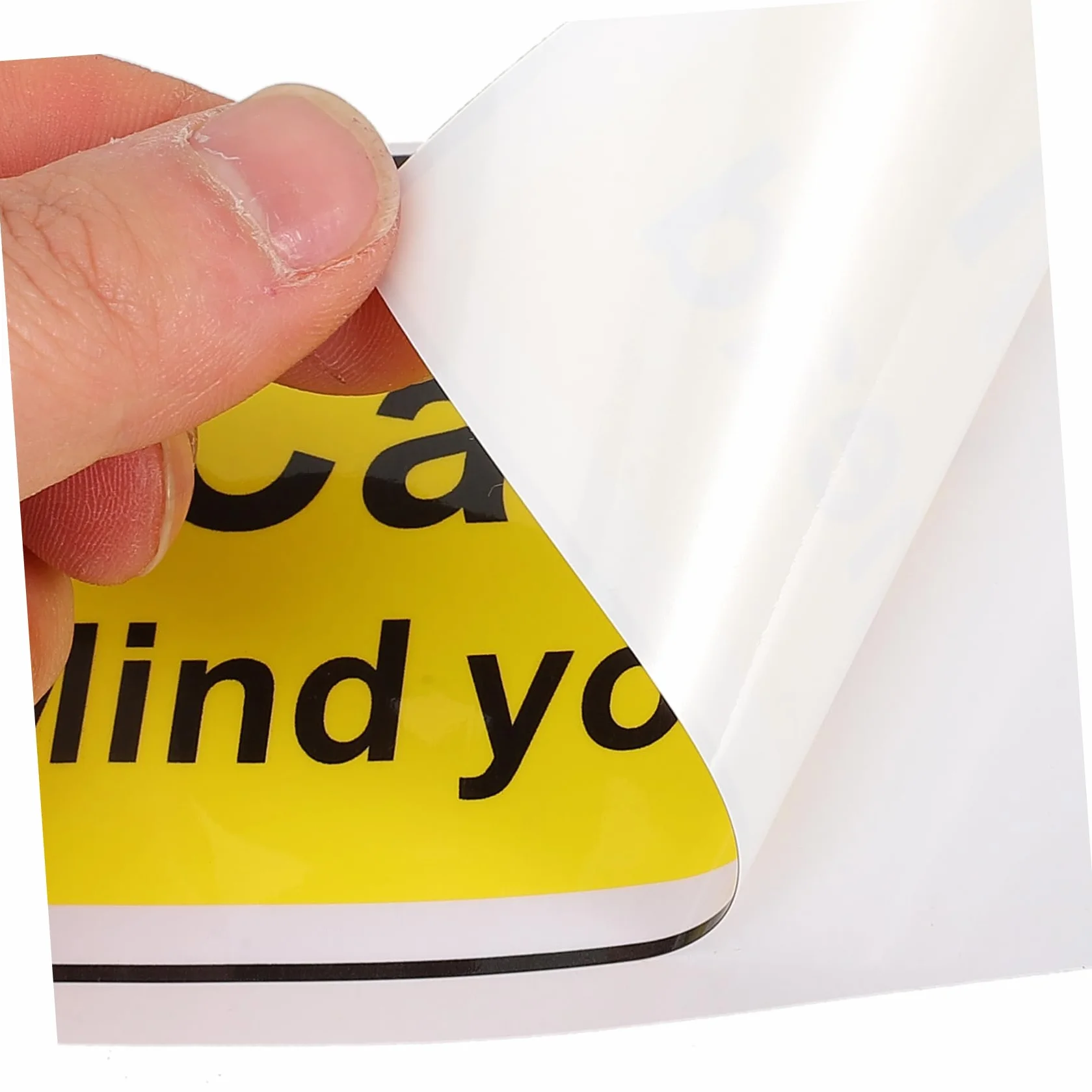 Pegatina de Advertencia Cuidado Cabeza Altamente Visible Papel Sintético Pp Resistente al Agua y Aceite