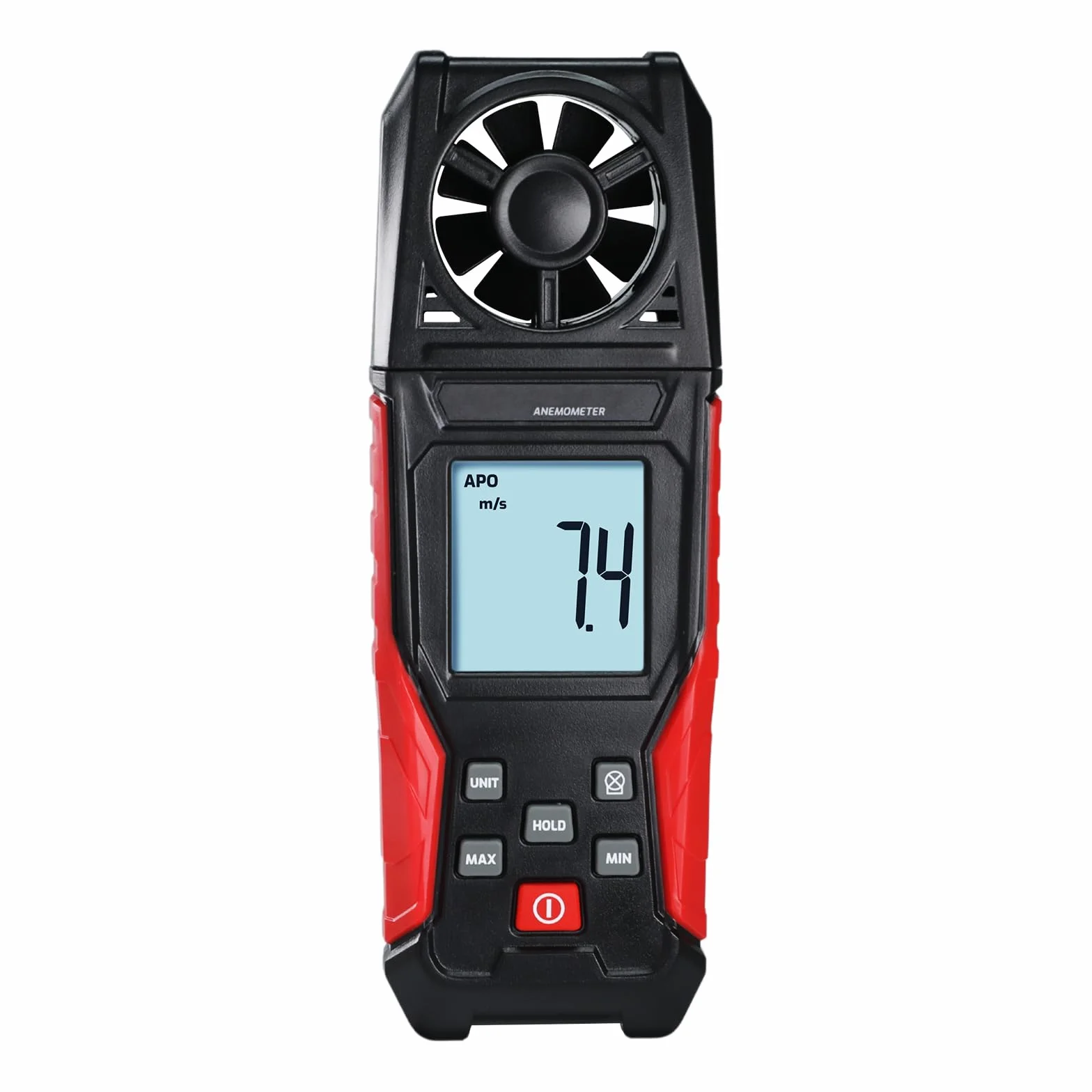 Anemómetro Digital Medidor de Velocidad del Viento 0.3-30 m/s Temperatura Pantalla Retroiluminada Max/Min