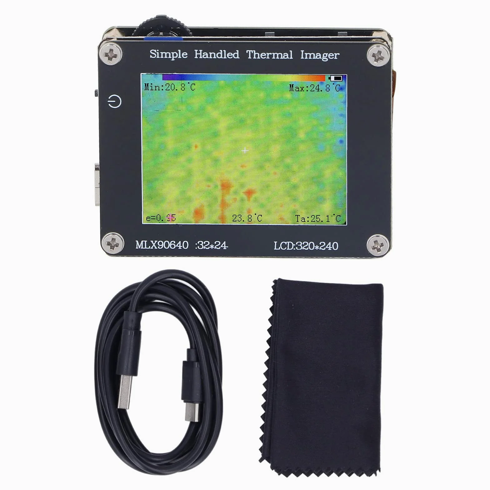 Cámara de Imágenes Térmica Infrarroja Portátil,Pantalla LCD de 2 Pulgadas 320 * 240,Rango Medición -40℃ 300℃,Baterí 4H,Carga USB C,Almacena 100 Imágenes,Para Medición