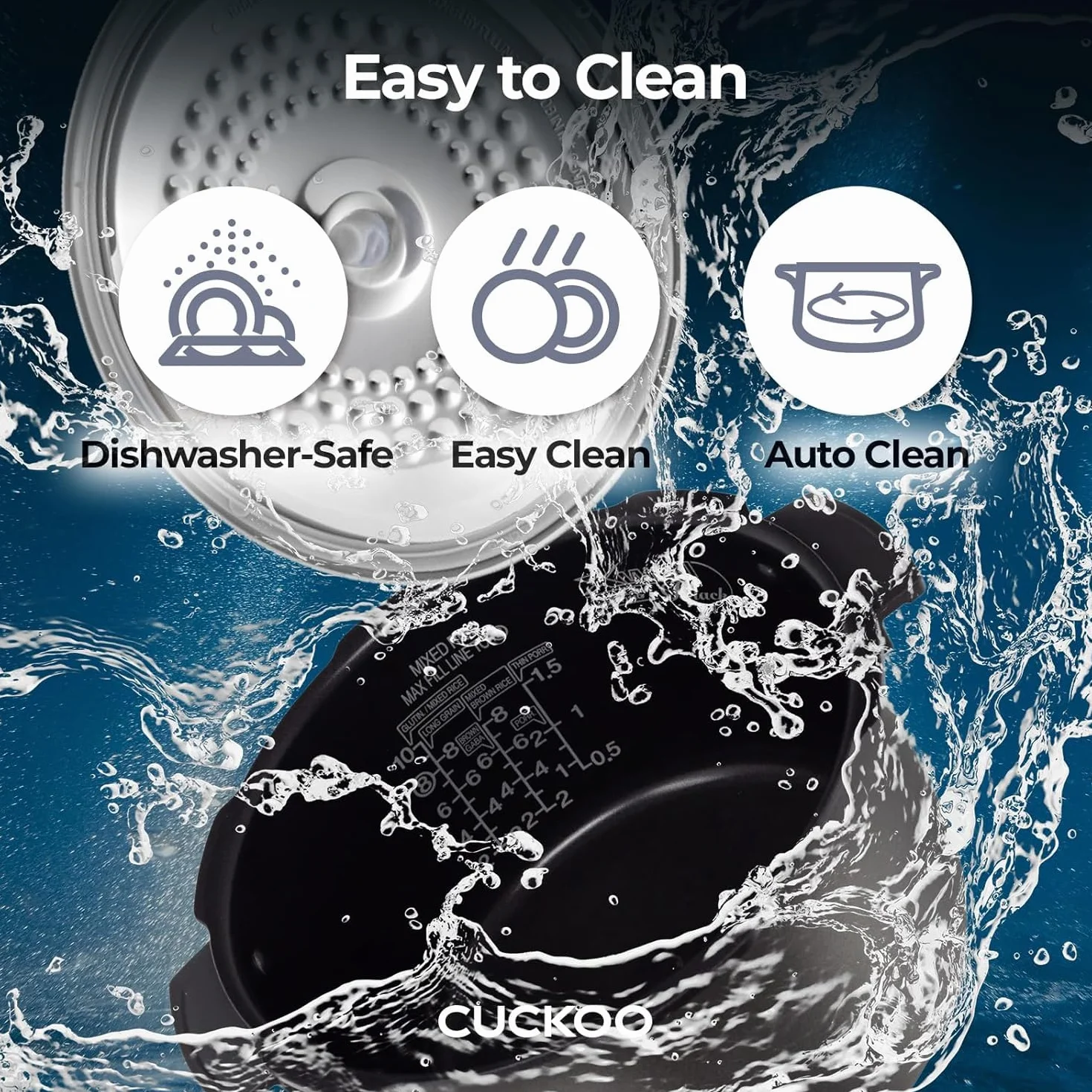 CUCKOO CRP-ST0609FW - Arrocera y calentador para 6 tazas (crudas) y 12 tazas (cocidas) de doble presión con revestimiento antiadherente, 16 opciones de menú, 3 guías de voz, automático