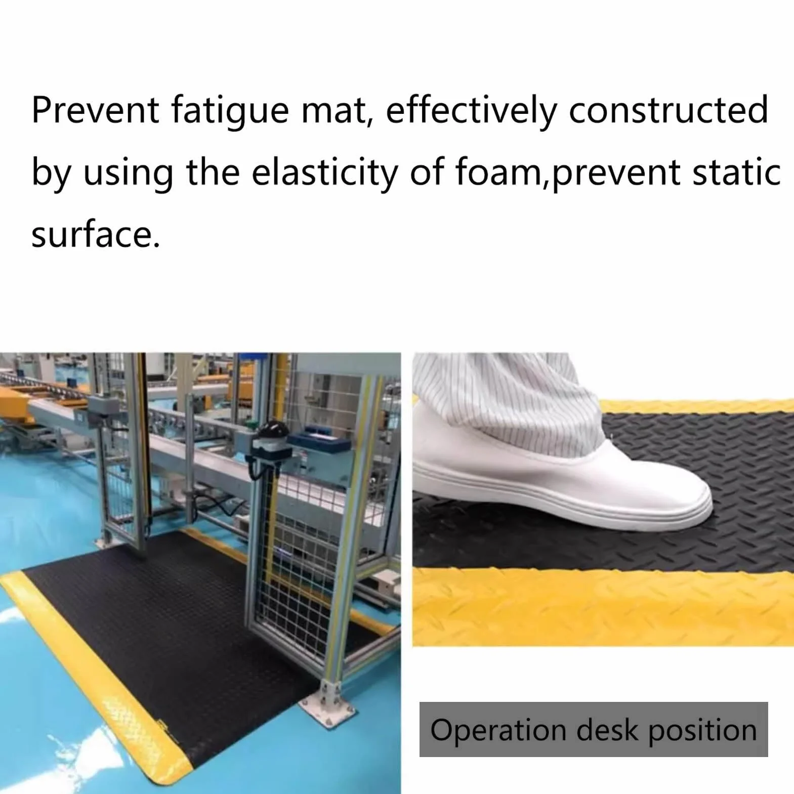 Genérico: Matafatiga industrial ergonómica, Mat, Negro, Acolchado y Antideslizante