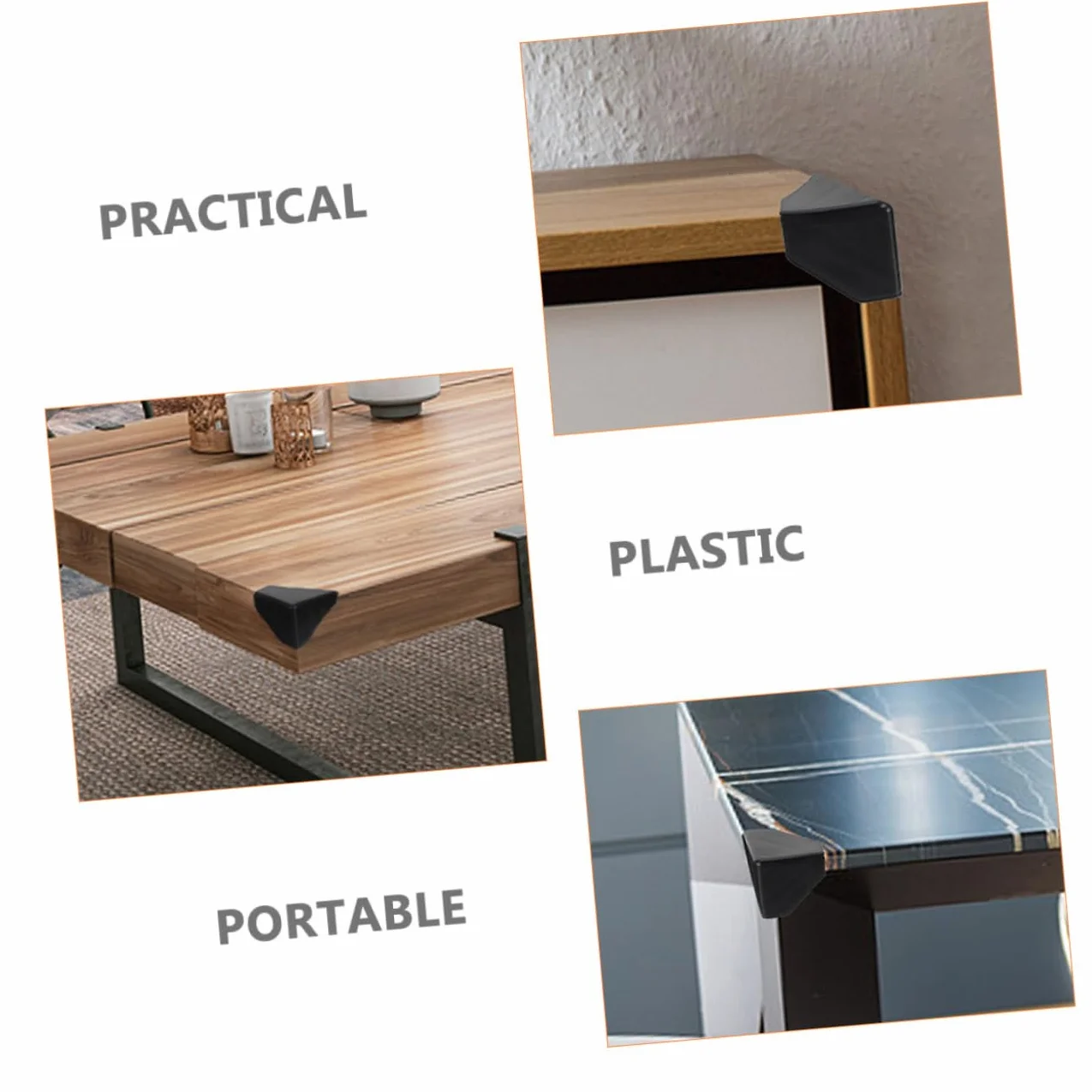PRETYZOOM Protectores de Esquinas de Plástico Negro 100 Piezas para Cajas y Muebles