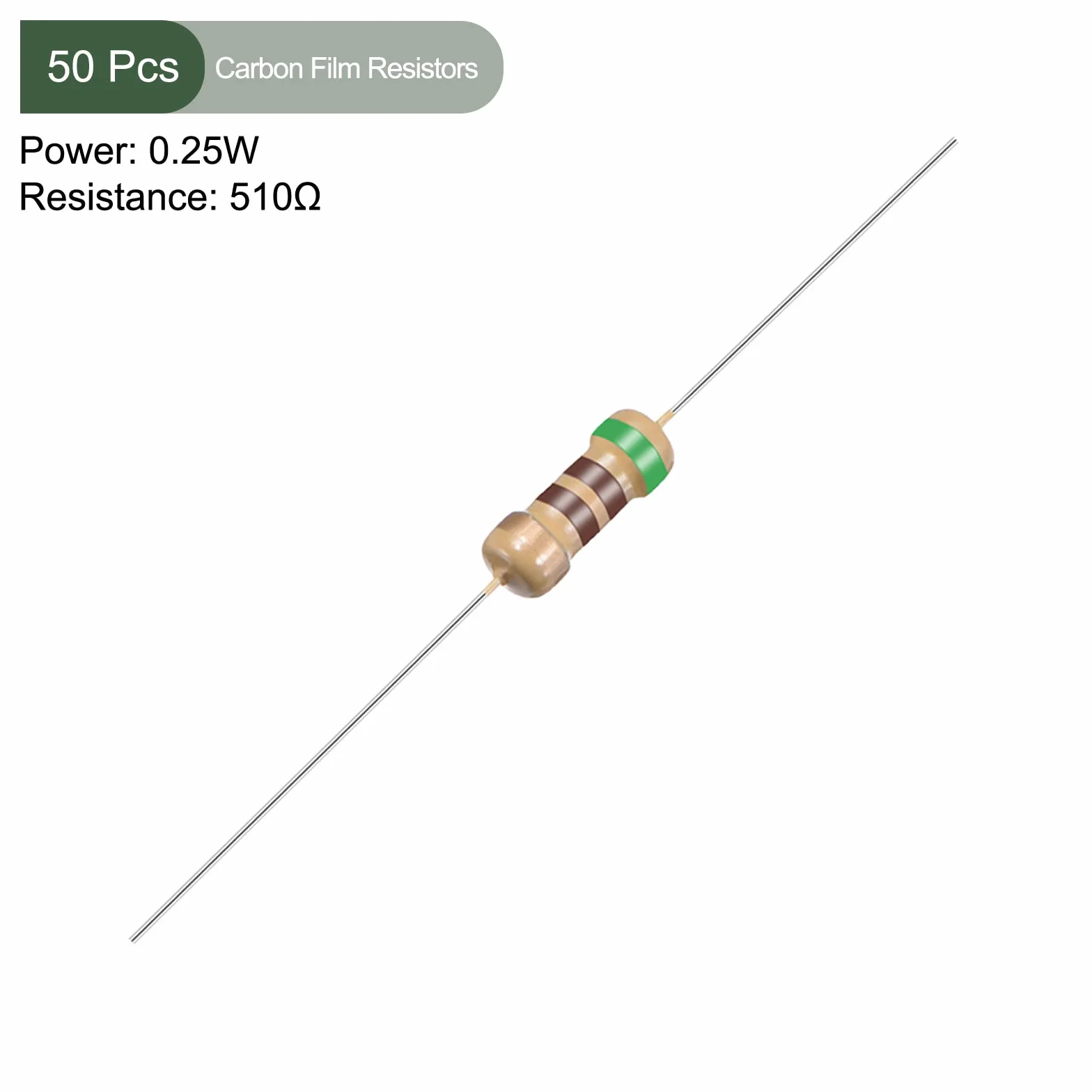 YOKIVE 50 Uds Resistencia Carbón 1/4W 510 Ohm 5% Tolerancia, DIY Proyectos Electrónicos