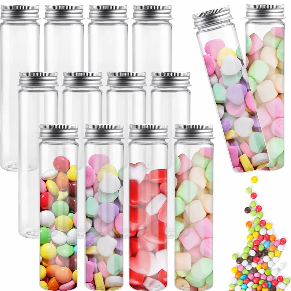 REFORUNG 12 PCS Tubos de Ensayo de Plástico 80ML con Tapa Transparente para Laboratorio