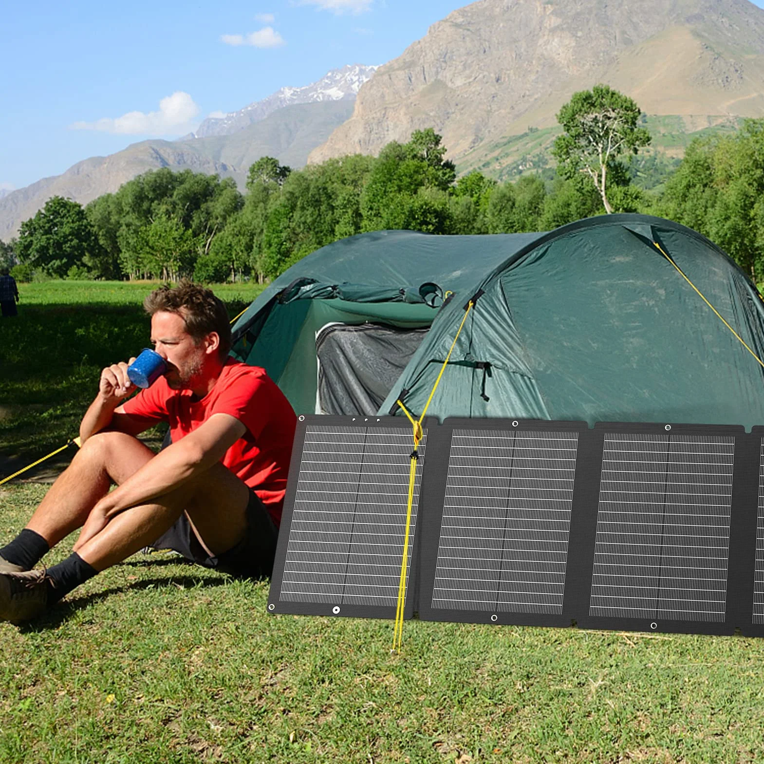 SinKeu Panel solar plegable de 120 W, cargador solar portátil con bolsa de transporte, resistente al agua con salidas MC4/Anderson/XT60/CC, 19,8 V, 6 A, ideal para estaciones de energía, generadores