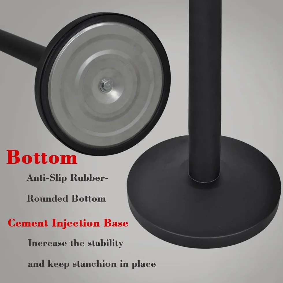 Yaheetech 4pcs Postes Separadores Cinta Extensible 2 Metros Conexión de 4 Vías Cinta Prohibido el Paso Postes de Barrera de Control de Multitudes Retráctiles Negro