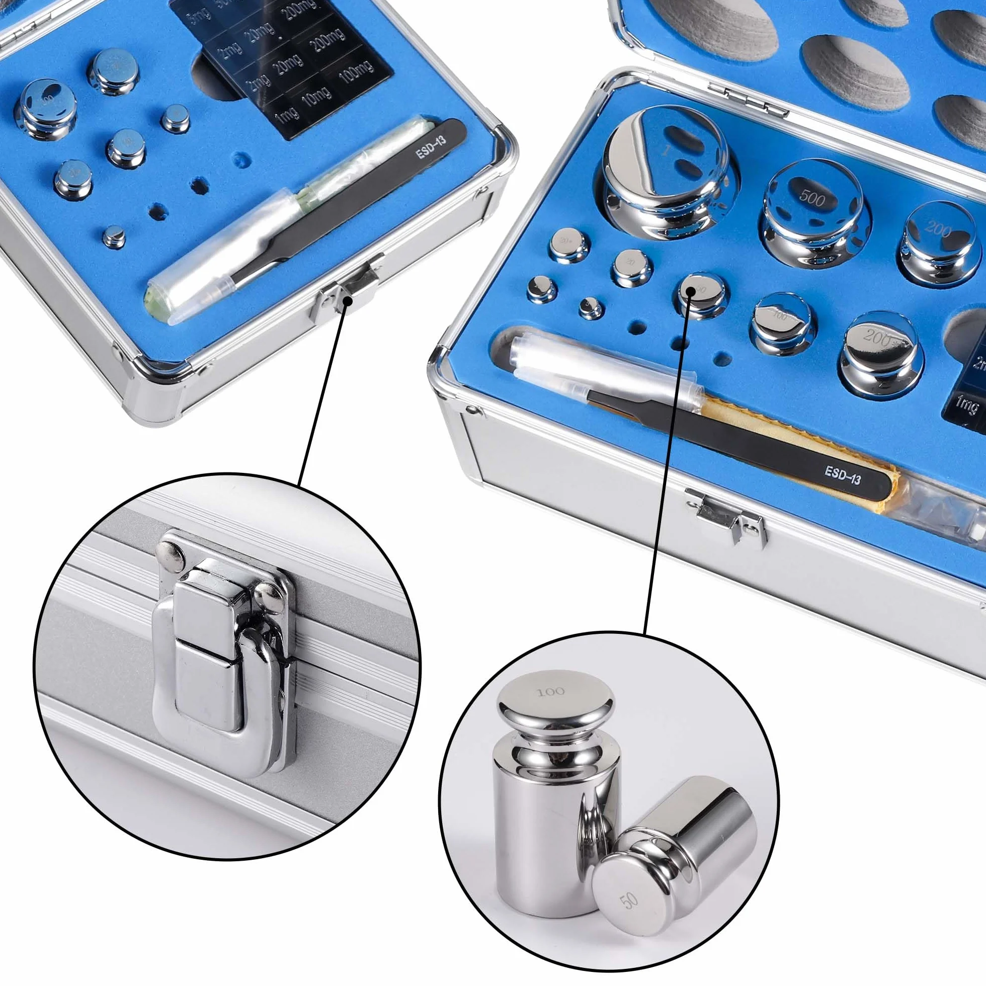 Goetland F1 Certificada Pesas de Precision Calibracion Pesos Calibración Precisa 25 piezas 1mg-1kg Acero Inox para Balance Escala Digital Laboratorio