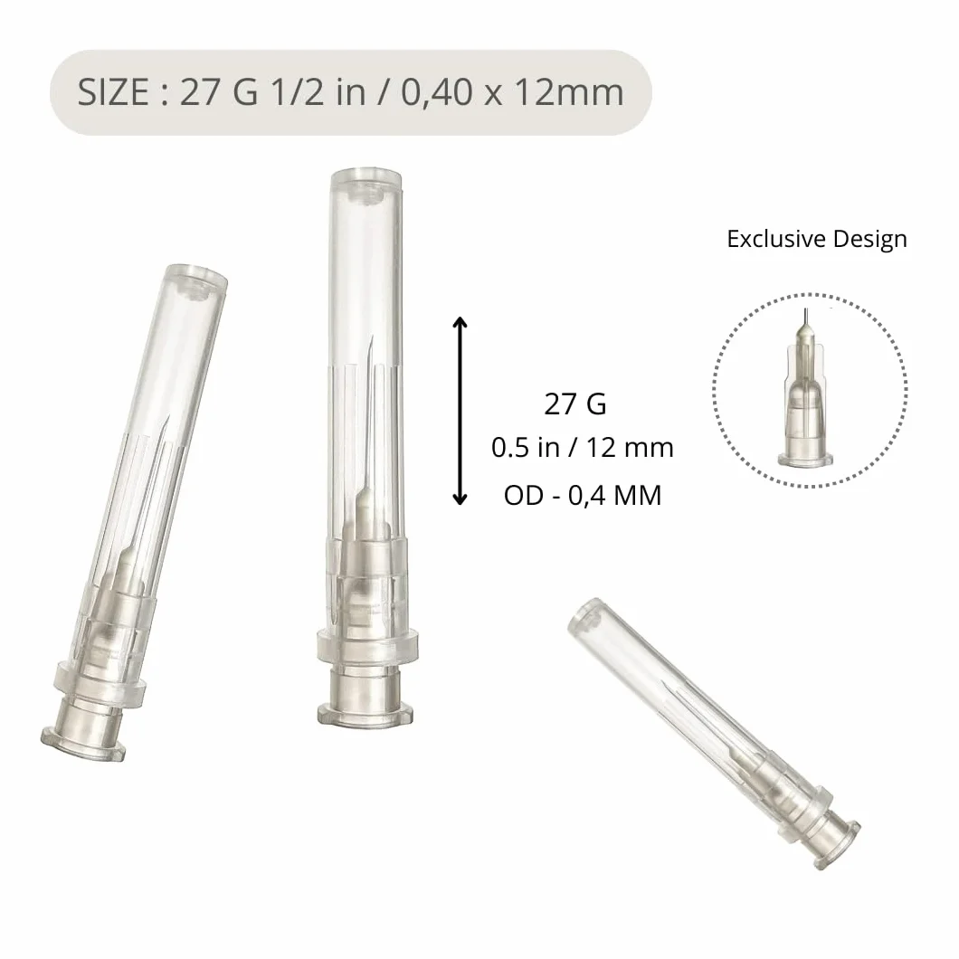 Tubos de recarga de acero inoxidable 27G x 1/2" (13mm) 100 unidades