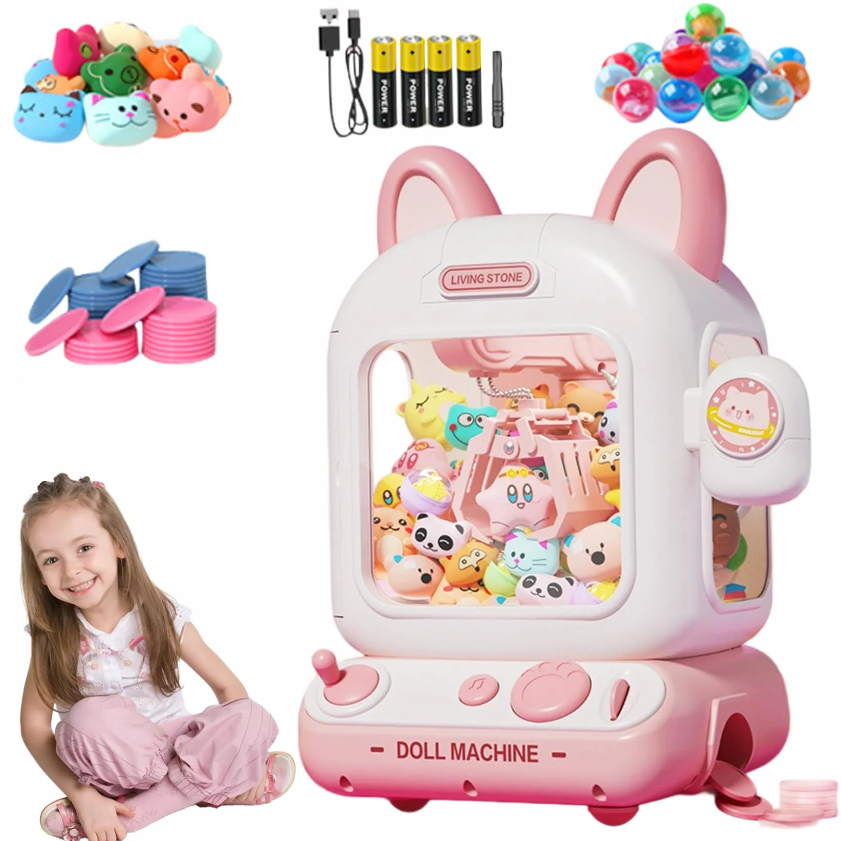 Mini máquina expendedora con luz y música, 10 Muppet, 10 Huevos Sorpresa, 12 Juegos, USB, para niños