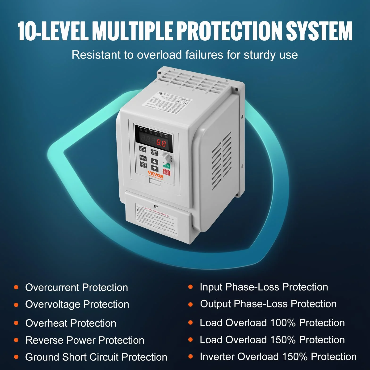 VEVOR Variador de Frecuencia Convertidor de Frecuencia de 4kW 5HP 18A 0-400Hz VFD con Entrada Monofásica Regulador de Salida Trifásico Control de Velocidad Enfriamiento Rápido para Motor de Maquinaria