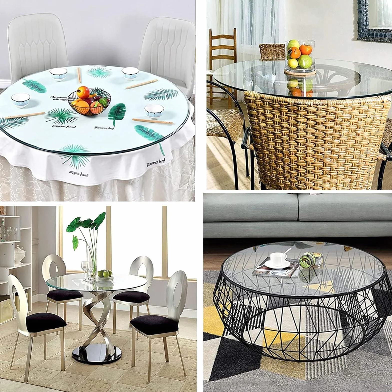 Tablero de cristal templado, 8 mm de grosor, cubierta redonda de cristal transparente para mesas de comedor, 38-100 cm de diámetro para tocadiscos o mesas de café Lazy Susan