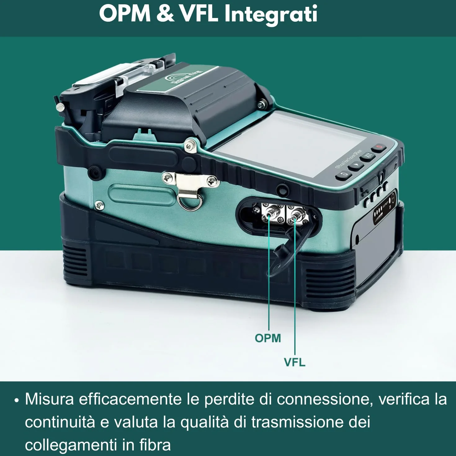 Nuevo Modelo AI-6A+ Fusionadora de Fibra Óptica con OPM y VFL Integrados, Kit Empalmadora de Fibra Optica Automática con Alineación de Núcleo de 6 Motores, 8s Fusión 18s Calentamiento