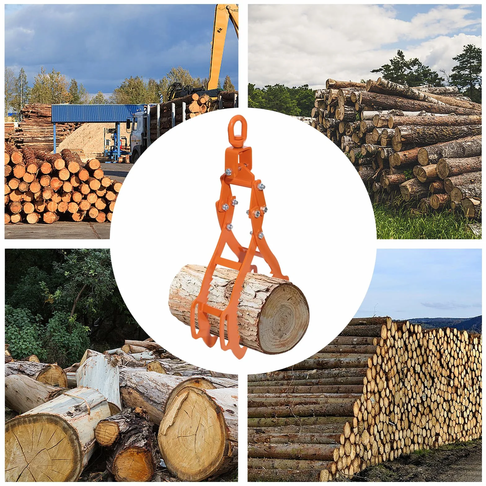 Alicates forestales para troncos de árboles de hasta 710 mm, 28 pulgadas, alicates de madera, alicates de espalda para trabajos de carga en el bosque, con 4 mandriles, fuerza de tracción de hasta 1202
