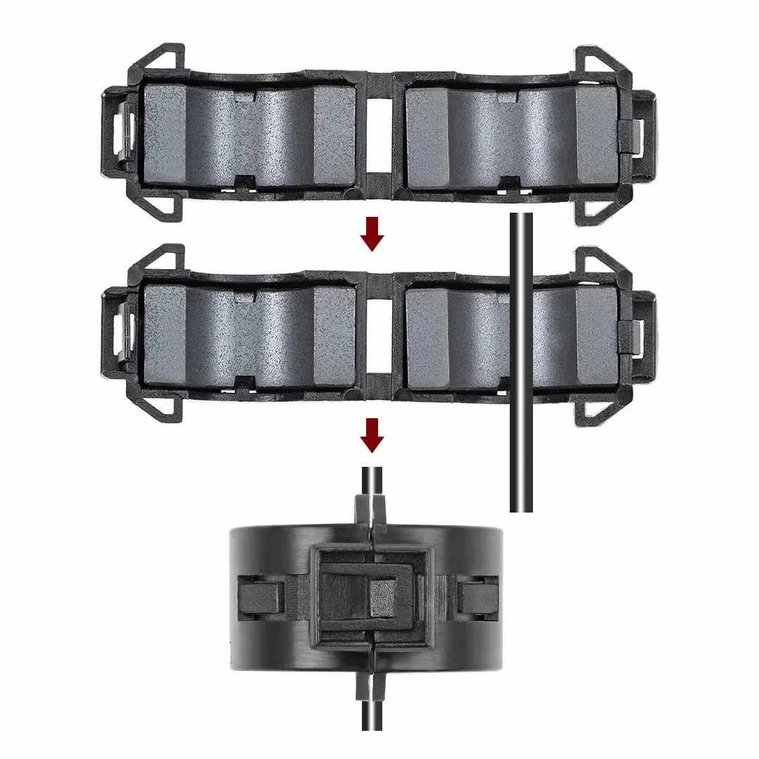 sourcing map Clip de cable de filtro de supresión RFI EMI, núcleo de ferrita 15 mm, negro, 10 piezas