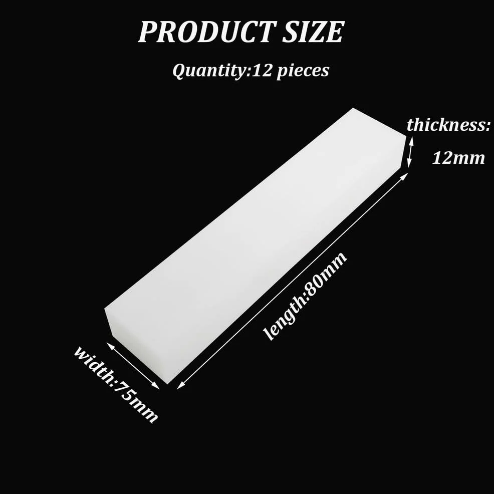 Hoja rectangular de nailon 80x75 mm de espesor 12-50 mm 12 piezas for mecanizar bricolaje(12MM)