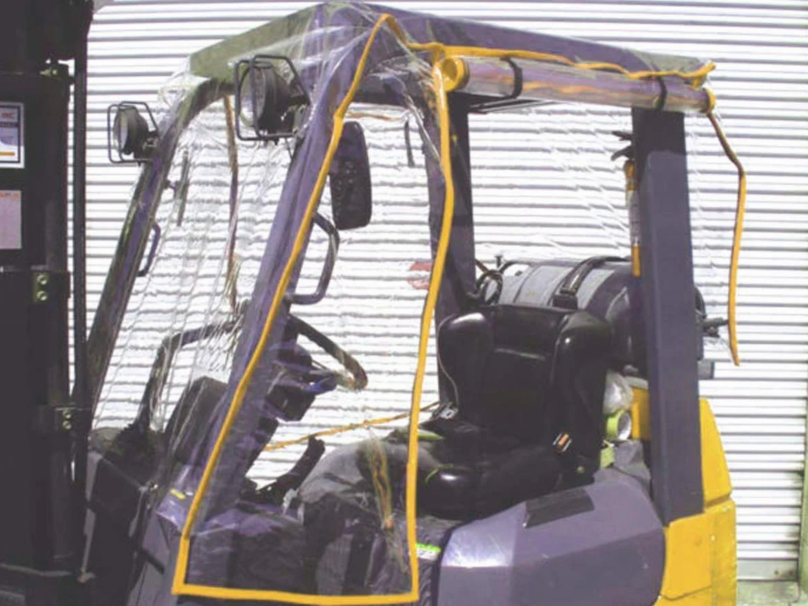 Cubierta completa de vinilo transparente para cabina de carretilla elevadora, se adapta a Toyota tamaño estándar para parabrisas de camión, cubierta de toldo de lluvia, vinilo impermeable para
