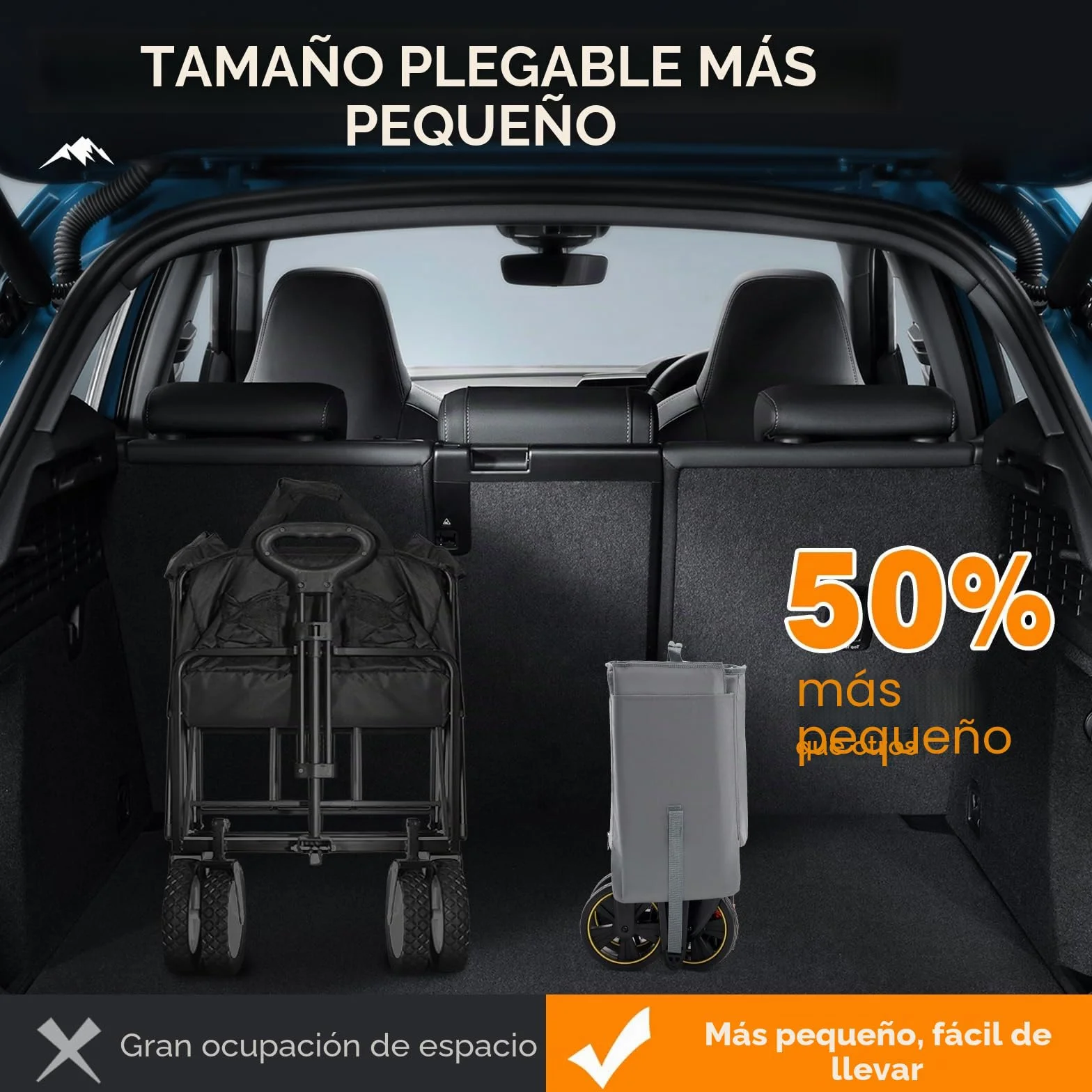Portal Carrito de festival con ruedas, carrito de camping con frenos, carro de playa resistente, plegable, para picnic, jardín, eventos, utilidad, mascotas, 200 L