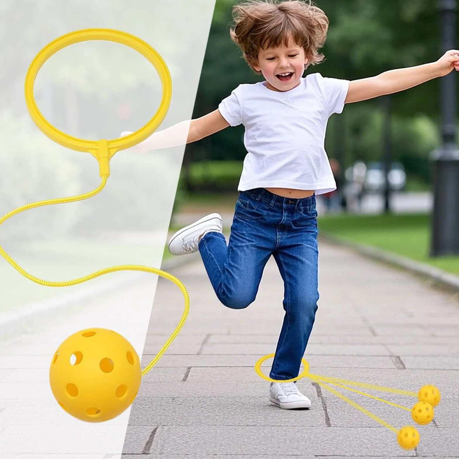 Skip Ball for Outside, Soft Outdoor Swing Toy, Skipits for Kids, Ankle Toy