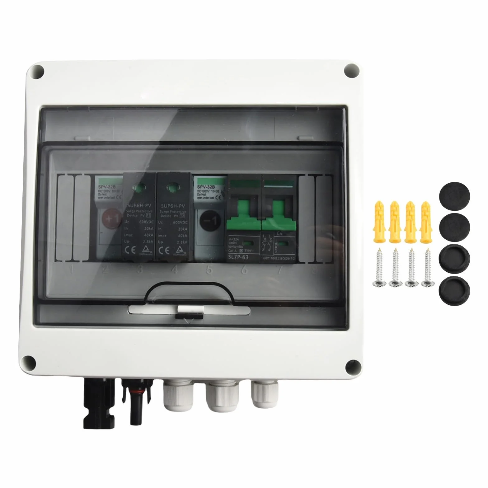 Caja solar del combinador del picovoltaico, 550V 1 en 1 hacia fuera combinador impermeable de la secuencia de DC de IP65 con la protección del sobrevoltaje para el panel solar residencial