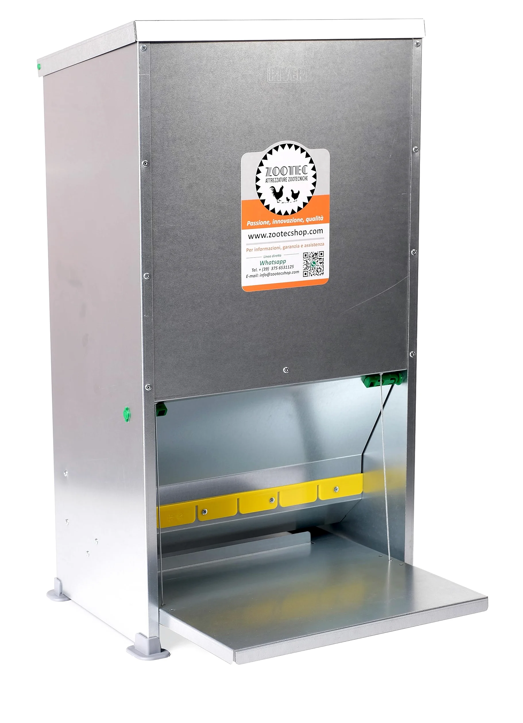 Comedero para gallinas, 20 kg, antiratones, antilluvia, antidesperdicio, automático, con pedal de chapa galvanizada, para exterior e interior