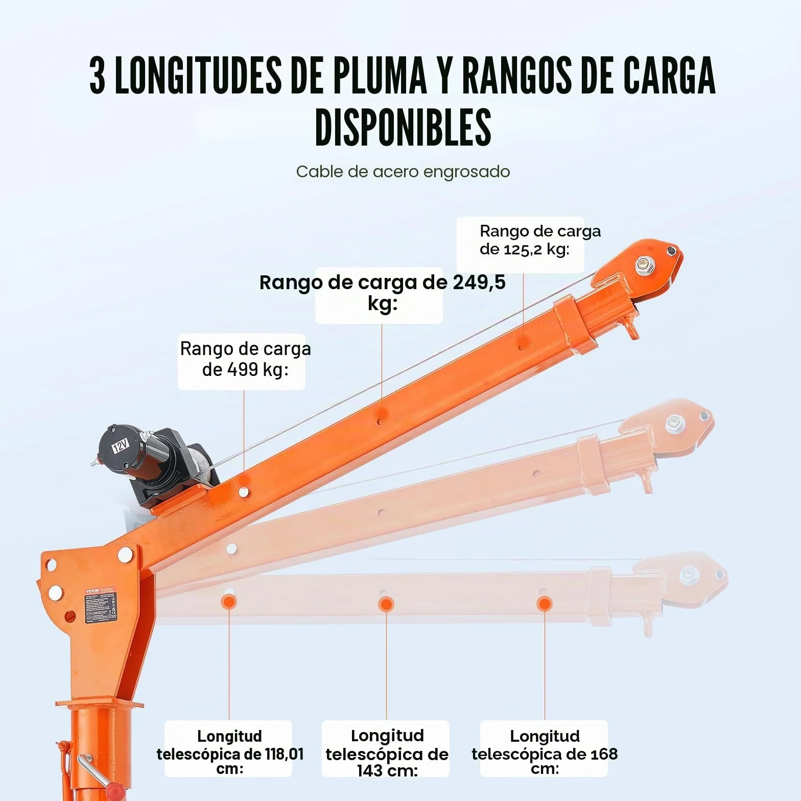 VEVOR Grúa eléctrica para camioneta 1100 libras, grúa plegable montada en camión con cabrestante eléctrico 3500 libras, giro de 360°