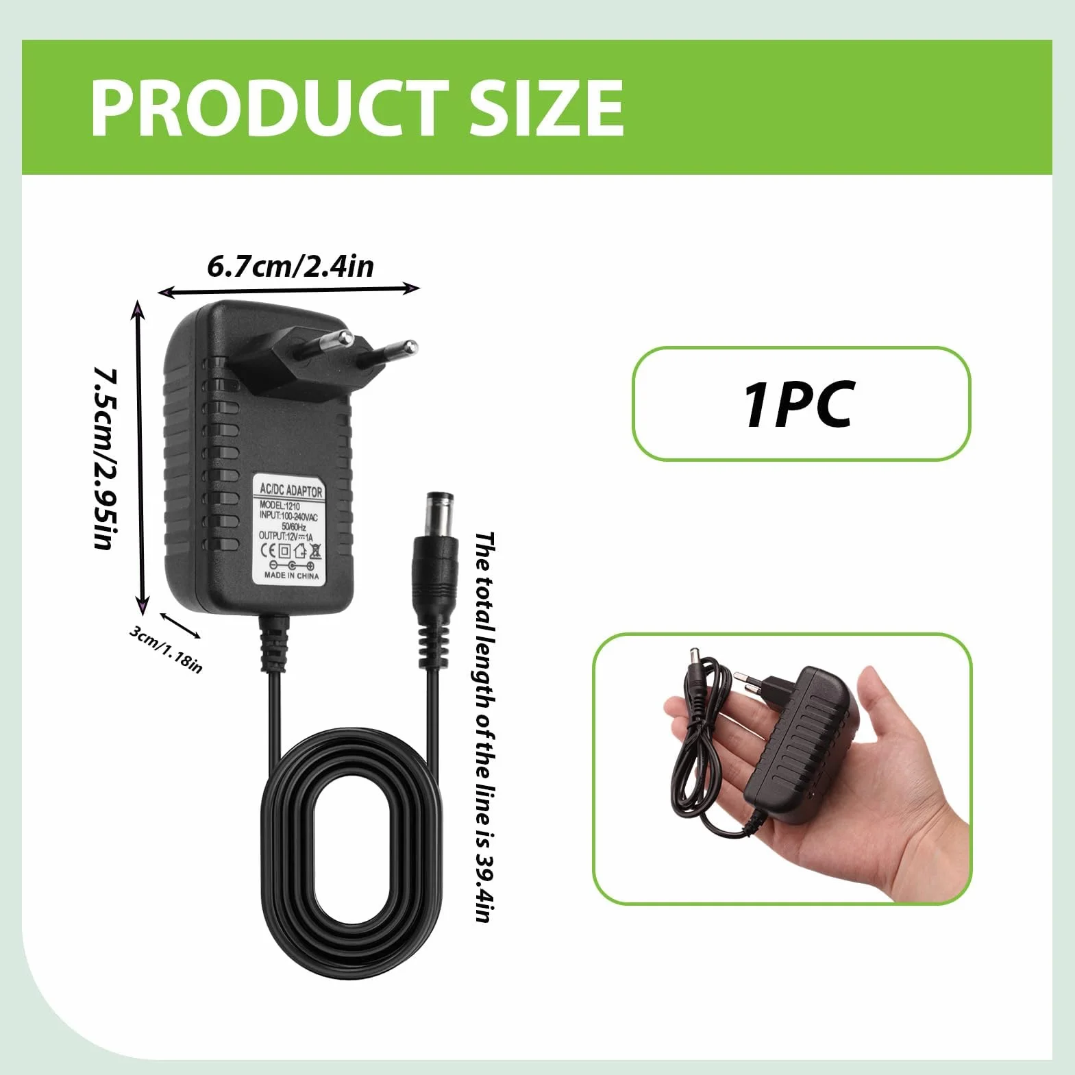 Cargador para Coches Eléctricos Niños 12V 1A Enchufe EU DC 2,1mm x 5,5mm Universal