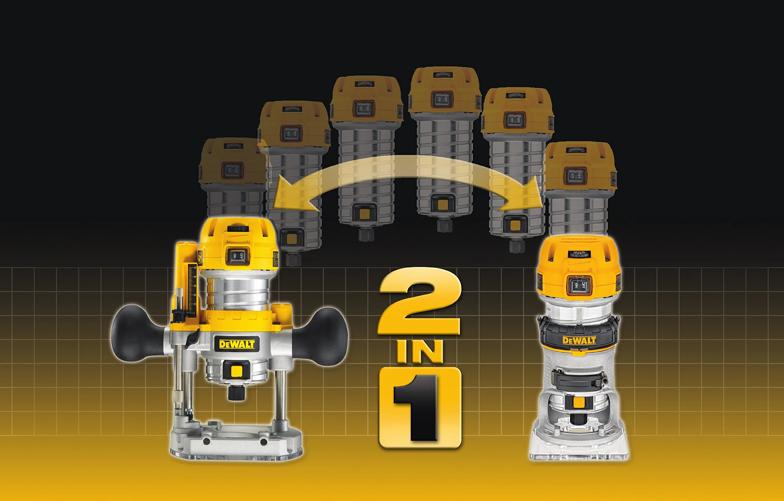 DeWalt D26204K-QS Fresadora Combo 900W-27.000 RPM (6-8 mm) -Electrónica, Negro y amarillo